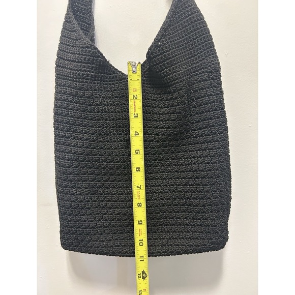 Jacqueline Ferrar Black Knit Hobo Shoulder Bag Purse Satchel Mesh - Picture 5 of 6